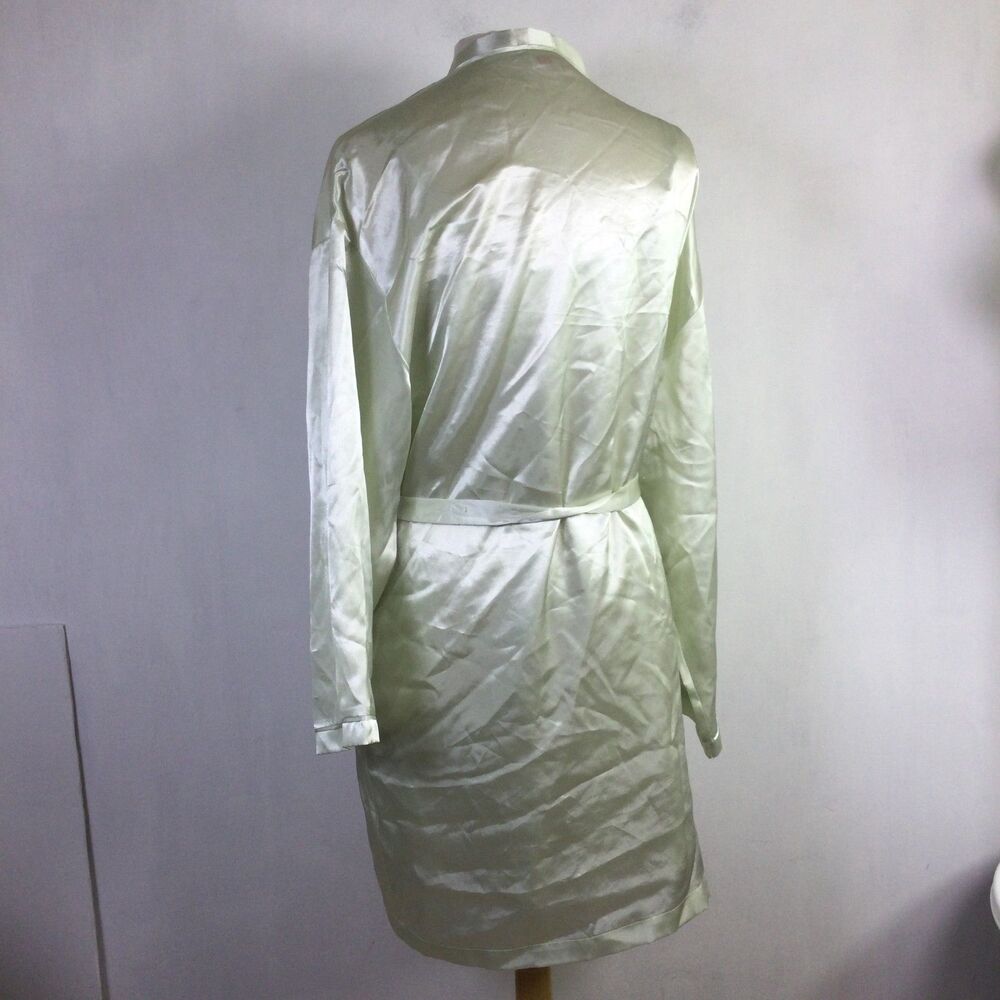 Oscar De La Renta Womens Logo Belted Satin Robe With Gown Set Green Size XL - Picture 5 of 16